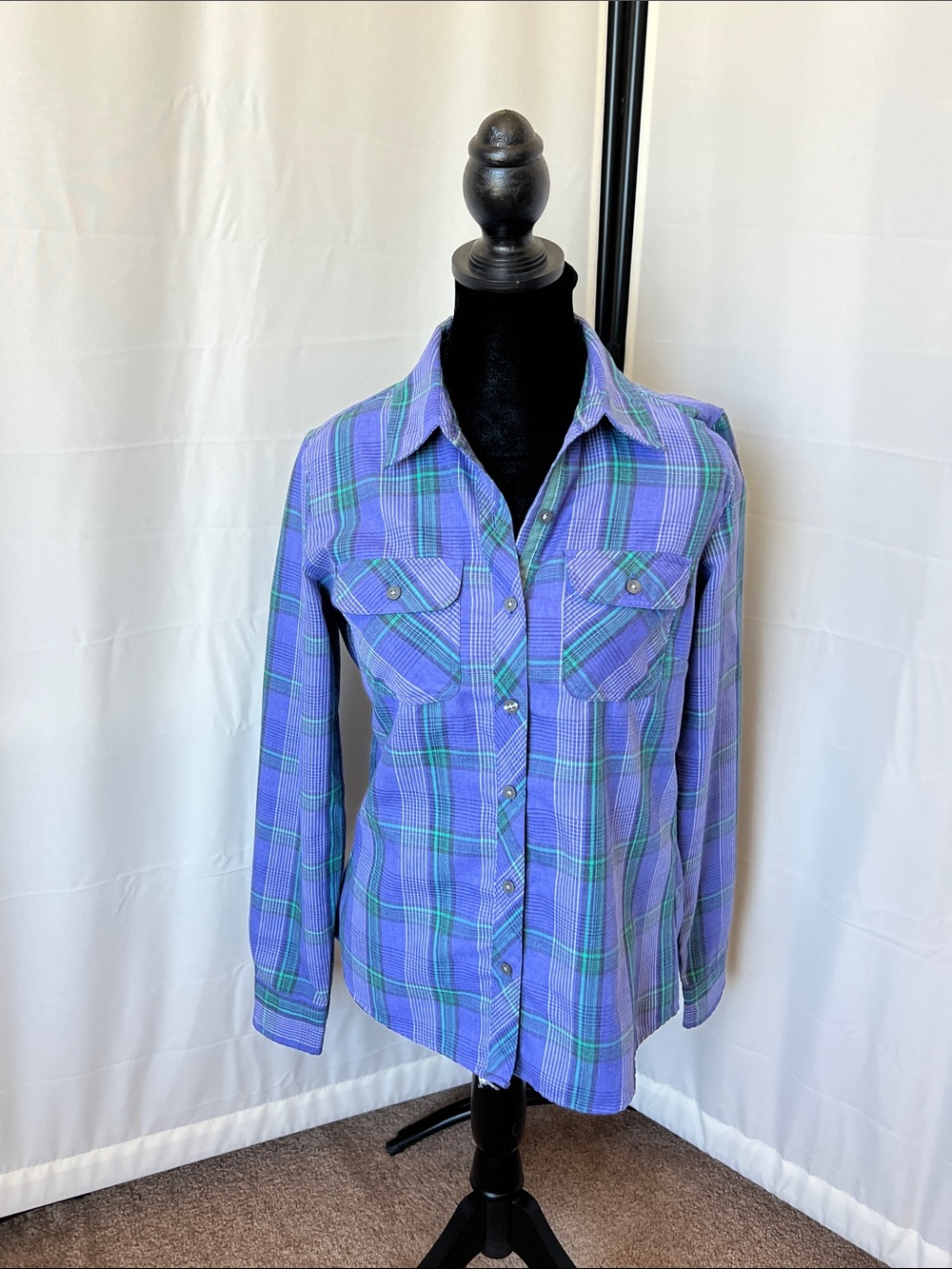 Marmot Purple and Green Plaid Shirt